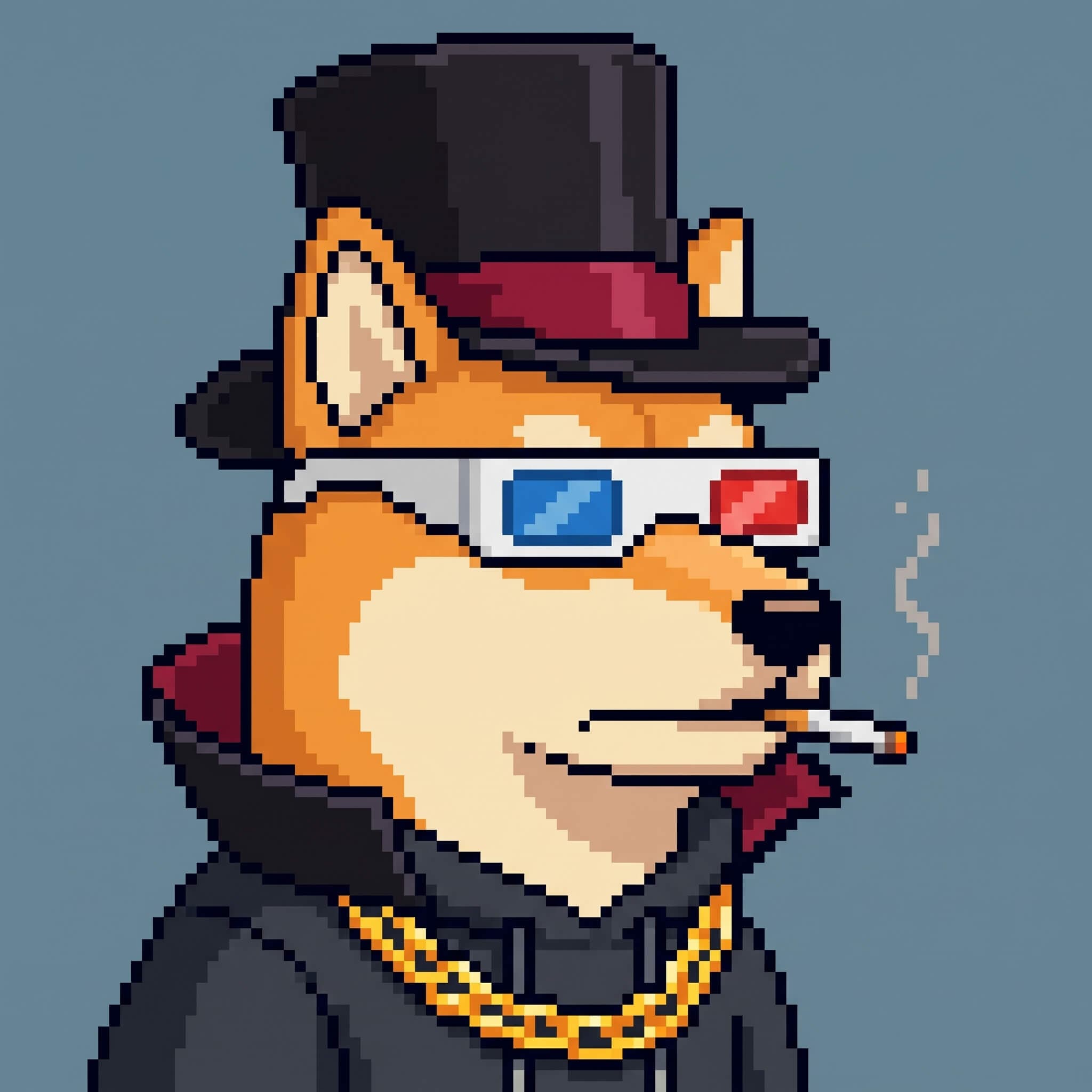 Dinu #004, a pixel-art HoudInu NFT